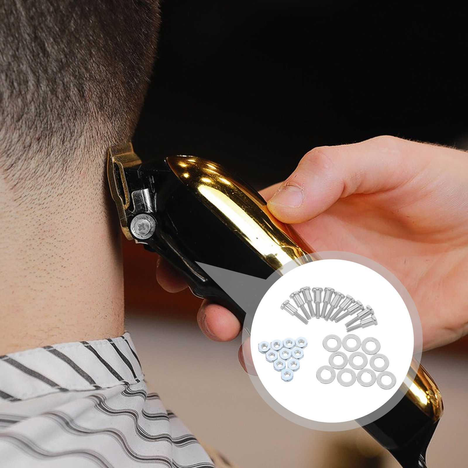 Hair Clipper - Haarschneidemaschinen-Reparaturschraubensatz, Einstellstange, Befestigungsschrauben, Muttern, Dichtungen, sichere