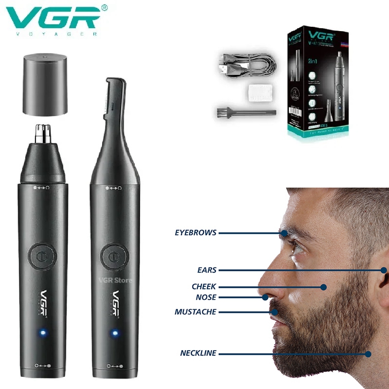 Nose Trimmer - VGR Waschbarer Nasenhaarschneider, Bart-Gesichtshaarschneider, Augenbrauen, elektrischer