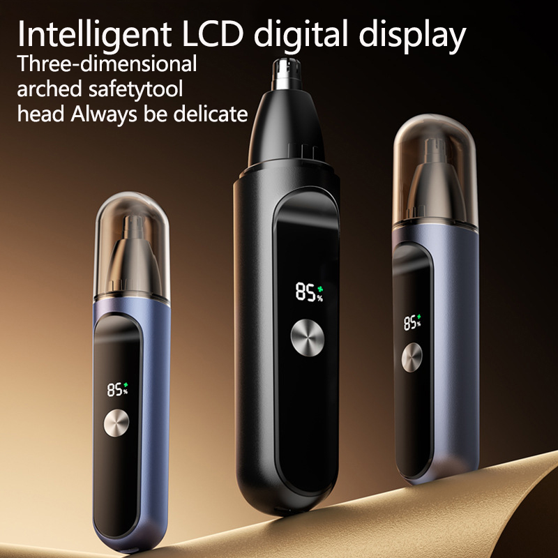 Nose Trimmer - Elektrischer Nasenhaarschneider, intelligente LED-Digitalanzeige mit zweischneidiger